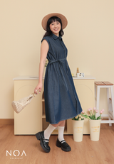 KASUME Denim Sleeveless Midi Dress