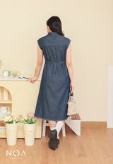 KASUME Denim Sleeveless Midi Dress
