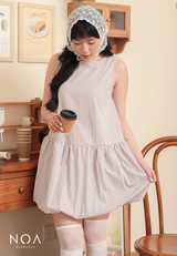 KASUNE Nylon Balloon Mini Dress