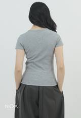 SORAI Rib Henley Short Sleeve Tee
