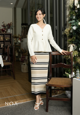 MIREI Knitted Button Peplum Long Sleeve Cardigan