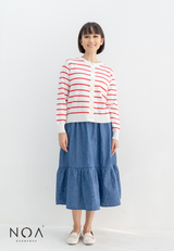 UME Basic Stripes Knitted Cardigan - Red