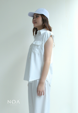 RYOKO Pocket Sleeveless Shirt - White