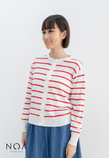 UME Basic Stripes Knitted Cardigan - Red