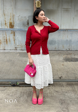 IZUMI Longsleeve Rib Knitted Cardigan - Red