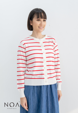 UME Basic Stripes Knitted Cardigan - Red