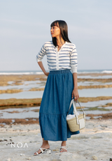 UME Basic Stripes Knitted Cardigan - Blue