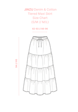 JINZU Denim & Cotton Tiered Maxi Skirt