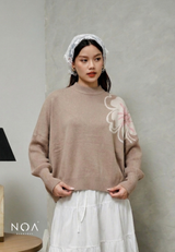 HANI Sakura Knitted Batwing Long Sleeeve Blouse
