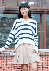 FUSHI Knitted Striped Blouse