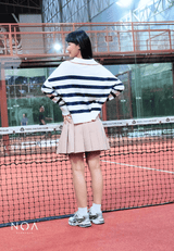 FUSHI Knitted Striped Blouse