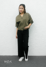 KAZASHI V Neck Shirt - Green