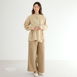 KAME Linen Look Ruffle Long Sleeve Blouse