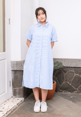 MIURA Striped Midi Shirt Dress