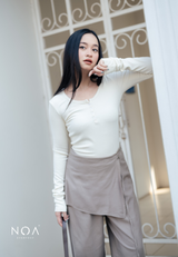 MIORI Rib Henley Long Sleeve Tee