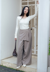 ICHIKA Linen Wrap Long Pants