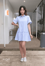 MIURA Striped Mini Ruffle Dress