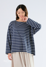KIKU Striped Boxy Long Sleeve T-Shirt
