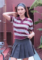 HARUME Striped Knitted Blouse