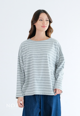 KIKU Striped Boxy Long Sleeve T-Shirt