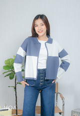 RIKONA Square Knitted Cardigan - Navy