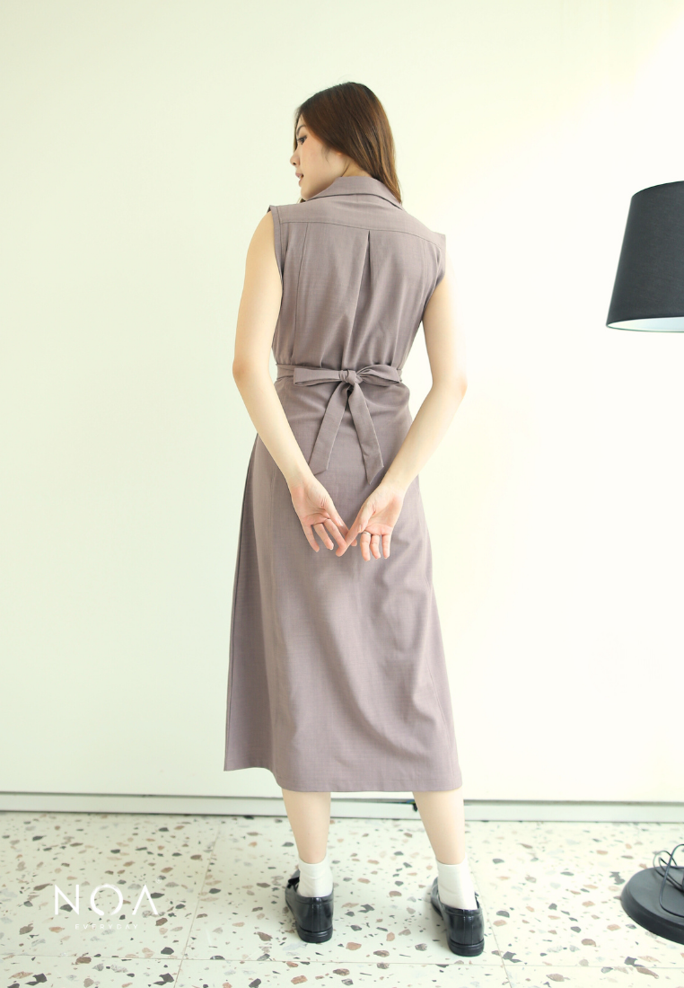 RENJI Pocket Shirt Dress - Brown
