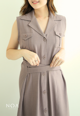 RENJI Pocket Shirt Dress - Brown