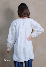 HAKUMI Cotton Embroidery Baby Doll Tunic + Inner Furing