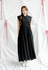 YONA Crinkle Tiered Maxi Dress with Belt