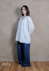 HAKUMI Cotton Embroidery Baby Doll Tunic + Inner Furing