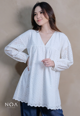 HAKUMI Cotton Embroidery Baby Doll Tunic + Inner Furing