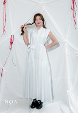 YONA Crinkle Tiered Maxi Dress with Belt