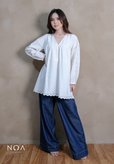 HAKUMI Cotton Embroidery Baby Doll Tunic + Inner Furing