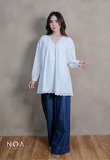 HAKUMI Cotton Embroidery Baby Doll Tunic + Inner Furing