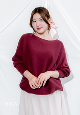 HATORI Knitted Batwing Long Sleeve Blouse