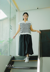 RYO Knitted Stripe V Neckline Sleeveless Blouse - White