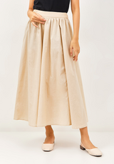 RISAKO Cotton Ruffle Maxi Skirt - Cream