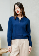 AMARI Knitted Zipper Longsleeve Blouse