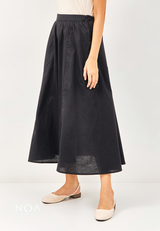 RISAKO Cotton Ruffle Maxi Skirt - Black