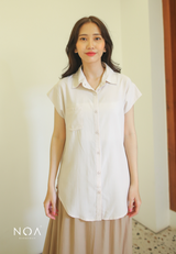 DAITAN Rayon Shortsleeve Shirt - Cream