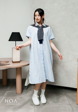 MIURA Striped Midi Shirt Dress