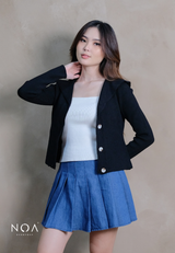 KAINA Knitted Collar Long Sleeve Blouse