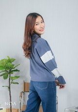 RIKONA Square Knitted Cardigan - Navy