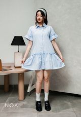 MIURA Striped Mini Ruffle Dress