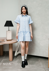 MIURA Striped Mini Ruffle Dress