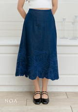 NOA X KUSUMANGGI - ARU Embroidery A-Line Midi Skirt