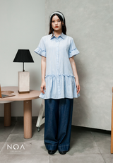 MIURA Striped Mini Ruffle Dress