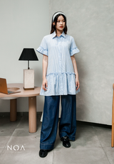 MIURA Striped Mini Ruffle Dress