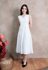 KEINA Basic Linen Sleeveless Midi Dress with Inner
