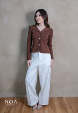 KAINA Knitted Collar Long Sleeve Blouse